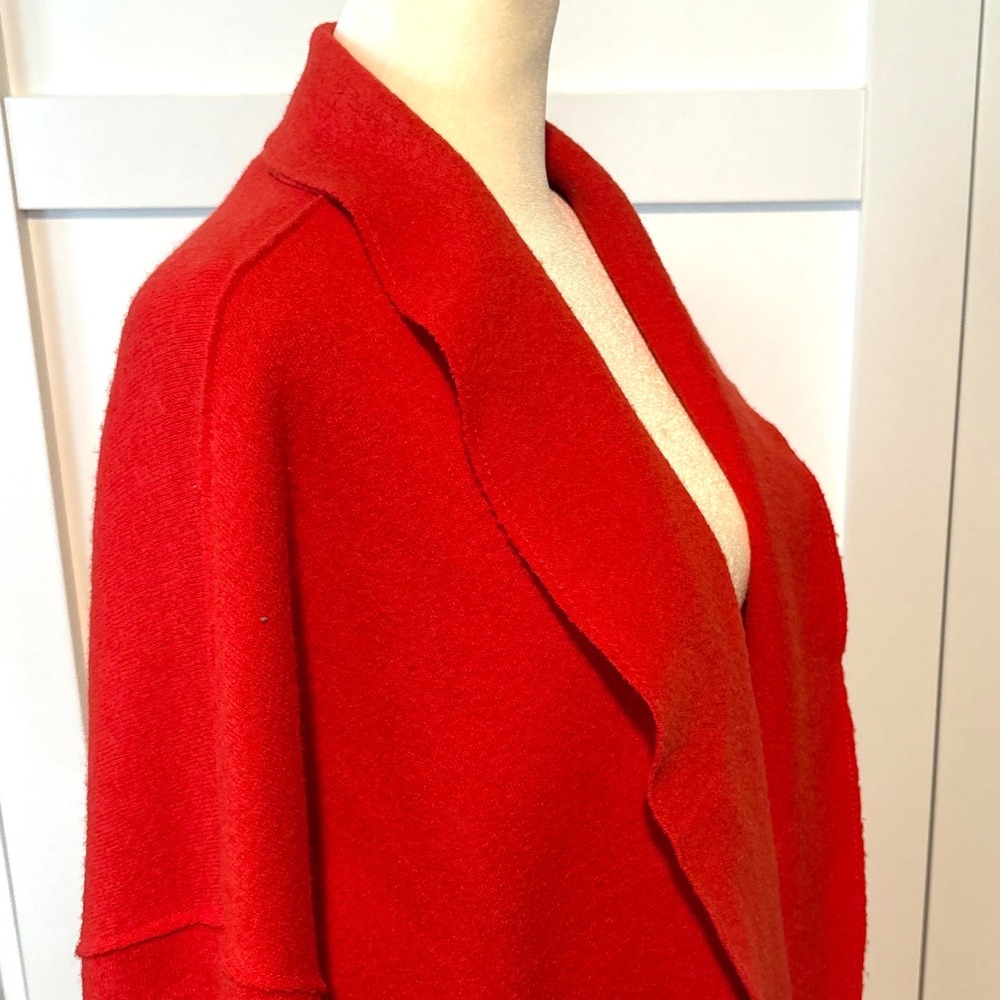 Eileen Fisher Woman Bright Red Wool Open Jacket in Size 2X - Picture 4 of 10